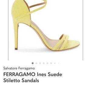 Salvatore Ferragamo Ines Canary Yellow Suede Stiletto Sandals. 10.5 cm, size 8.